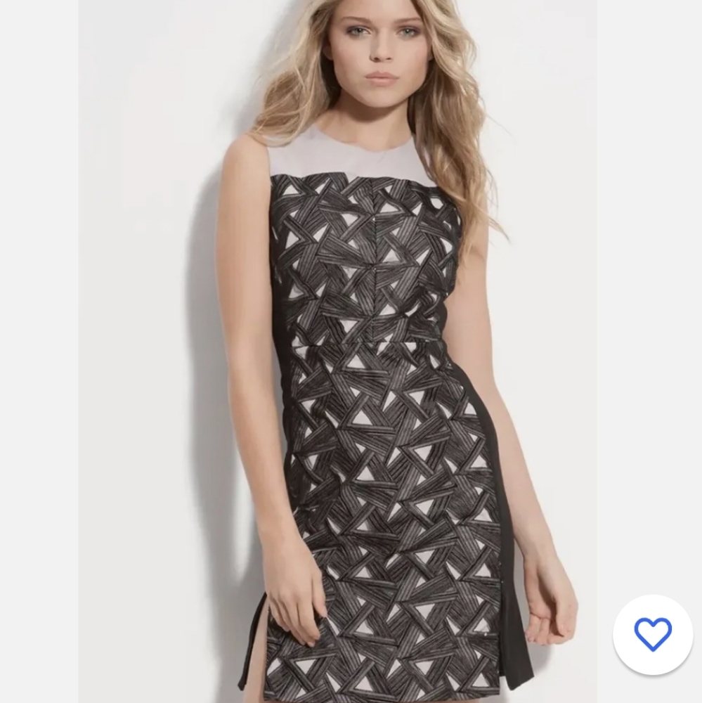 DIANE VON FURSTENBERG BLACK TAN DRESS SIZE 8 NWOT